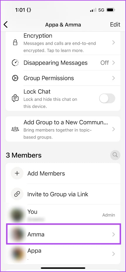 Tap a Member in List