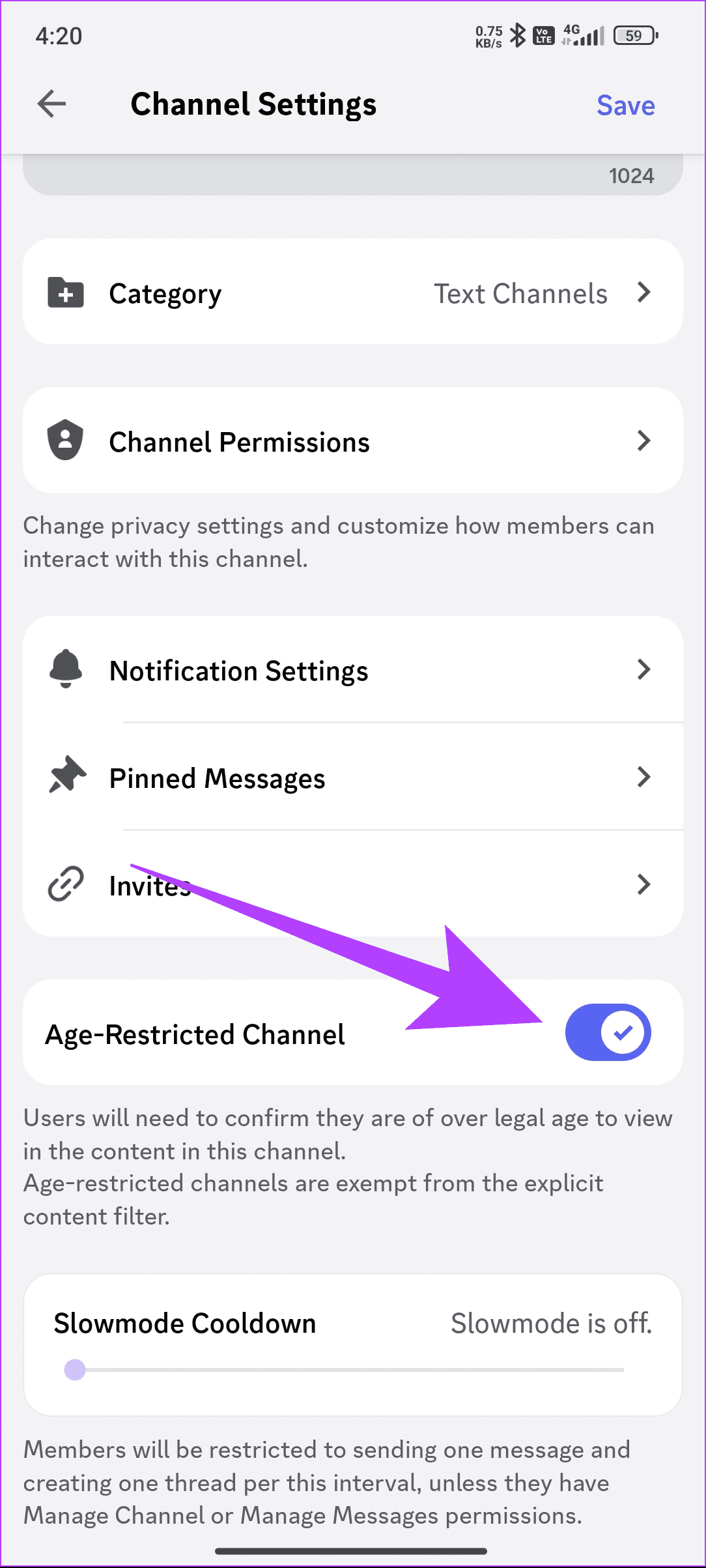 Tap age restricted channel