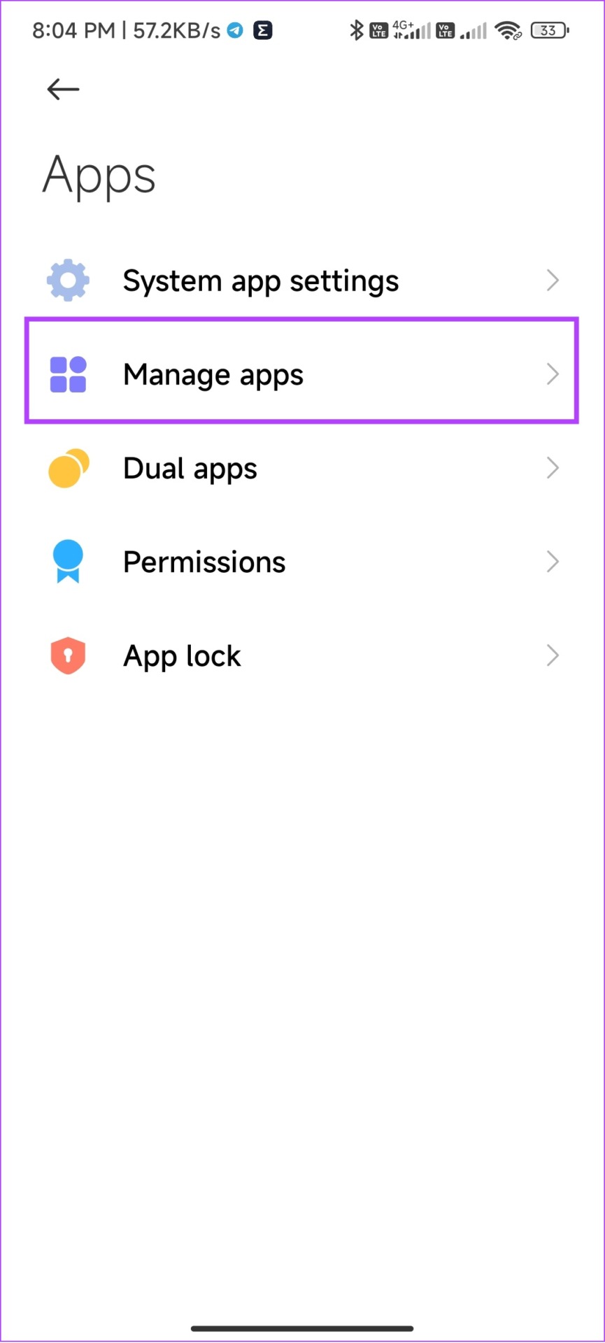 Tap manage apps