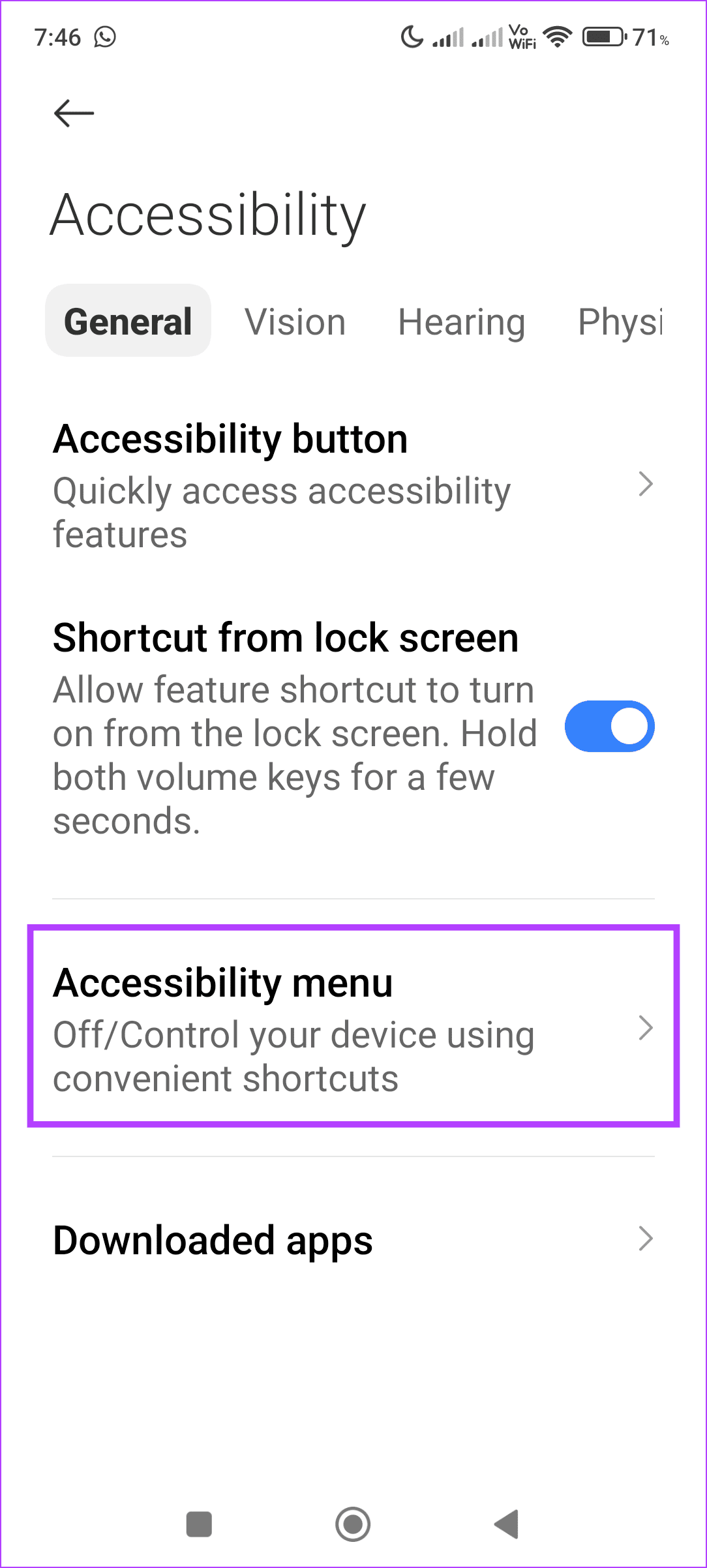 Tap on Accessibility Menu