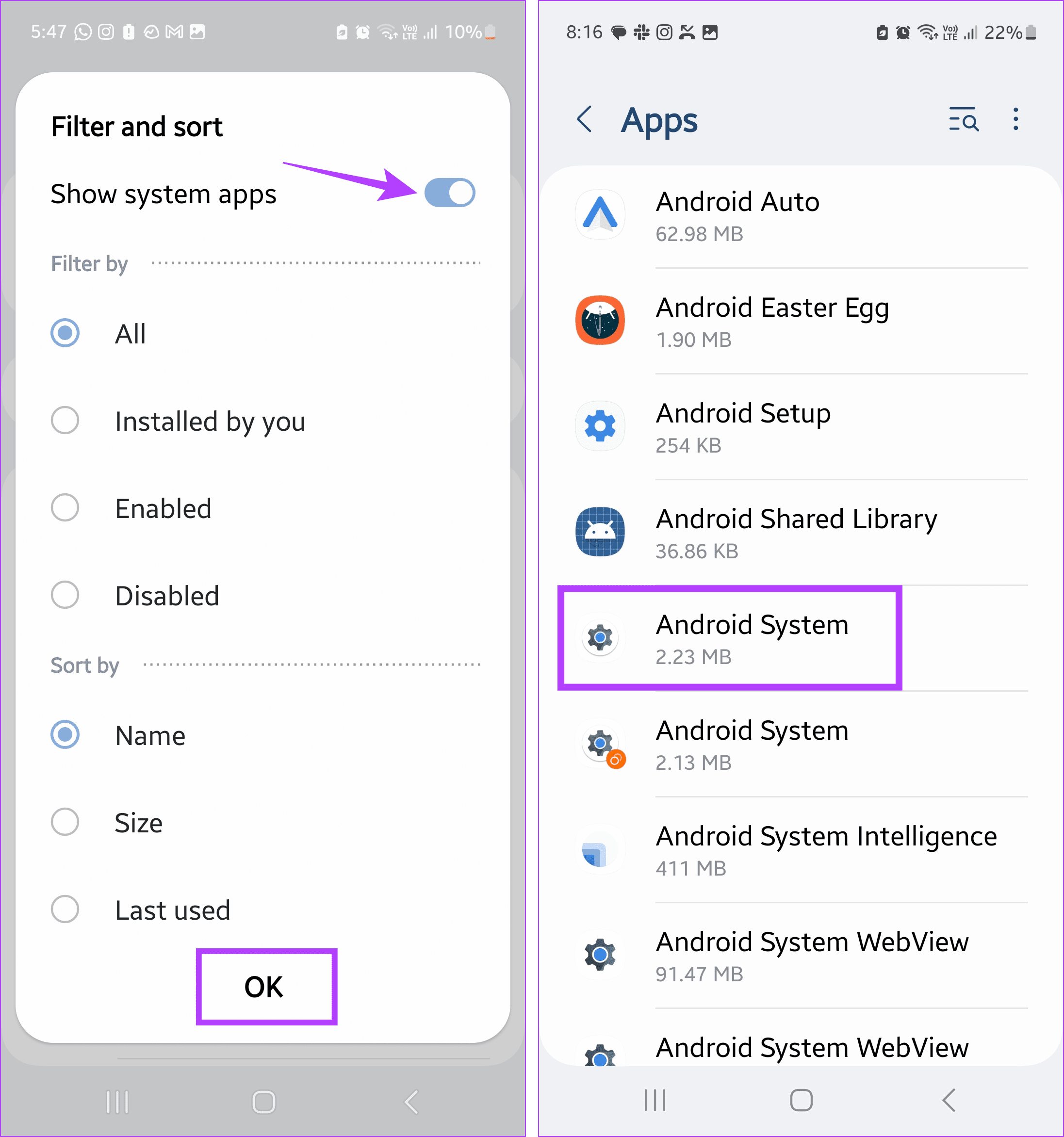 Tap on Android system - 12