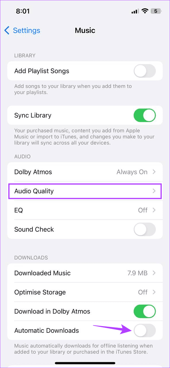 Tap on Audio Quality 1
