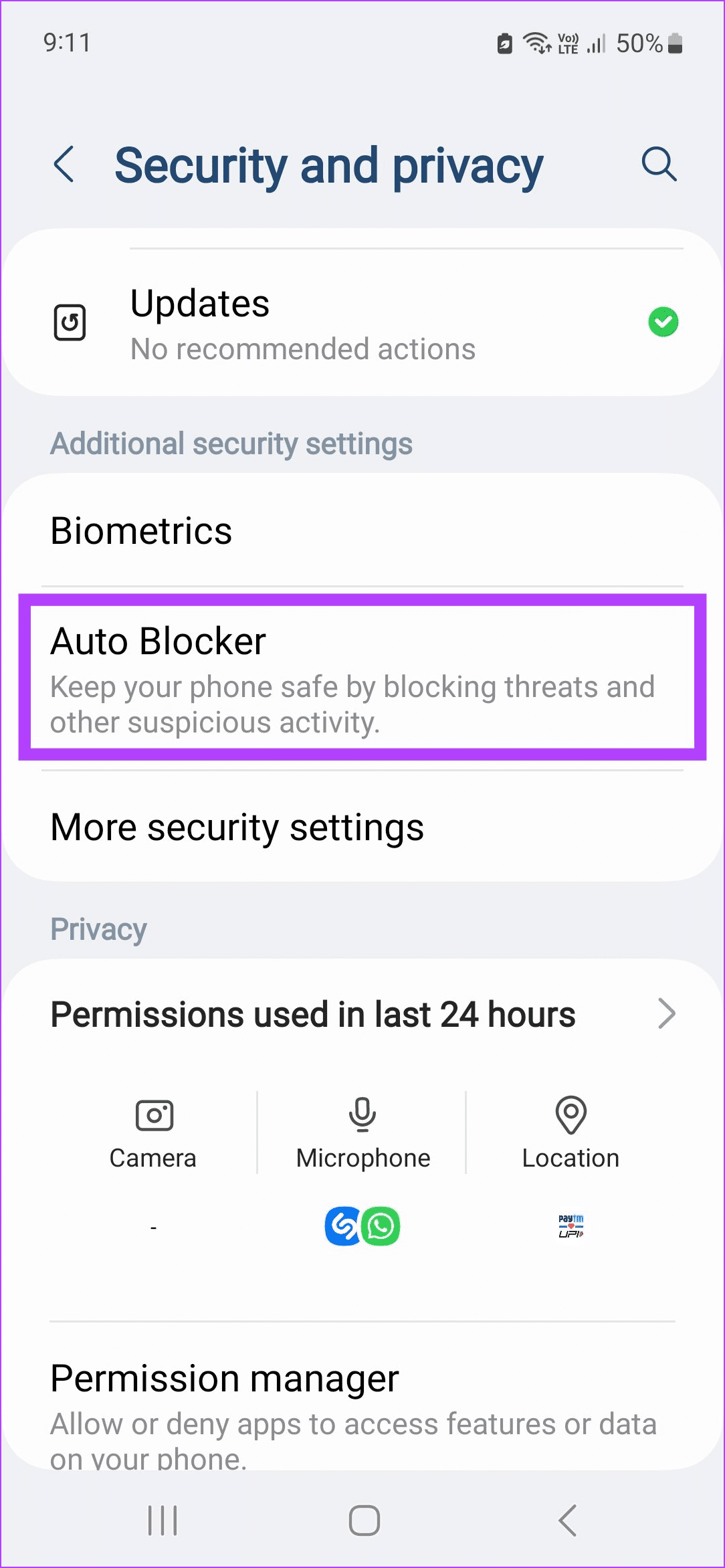 Tap on Auto Blocker