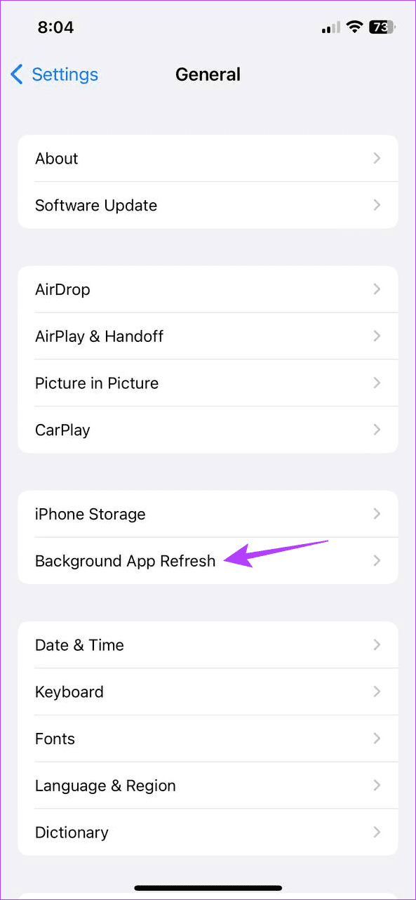 Tap on Background App Refresh 