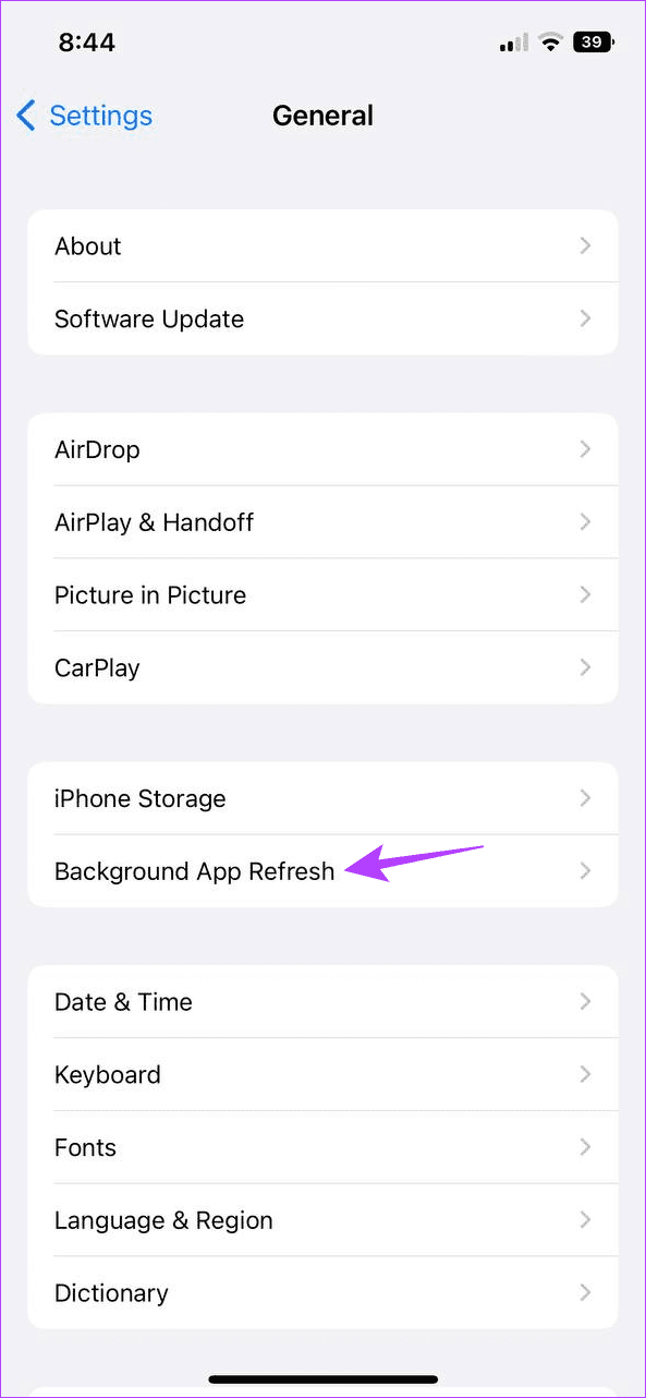 Tap on Background App Refresh