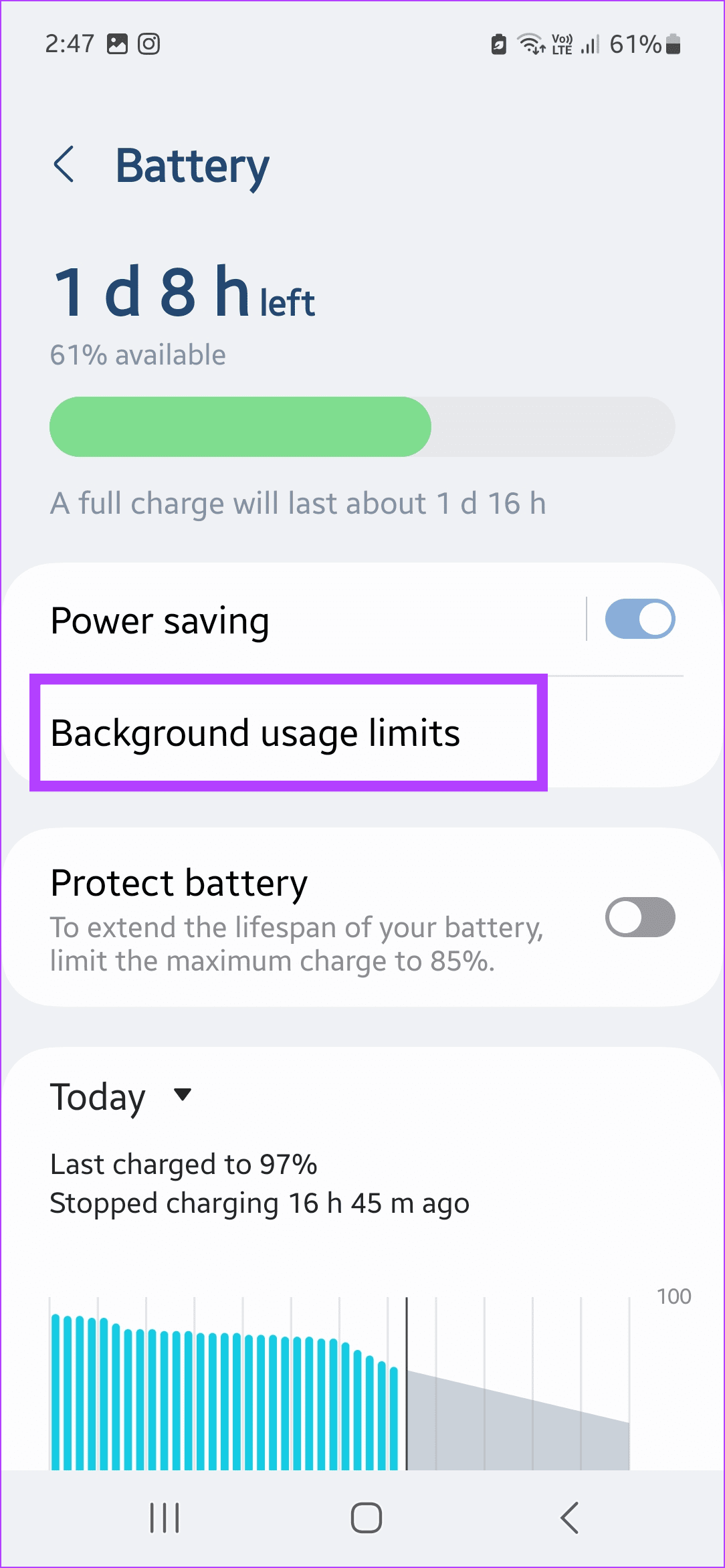 Tap on Background usage limits