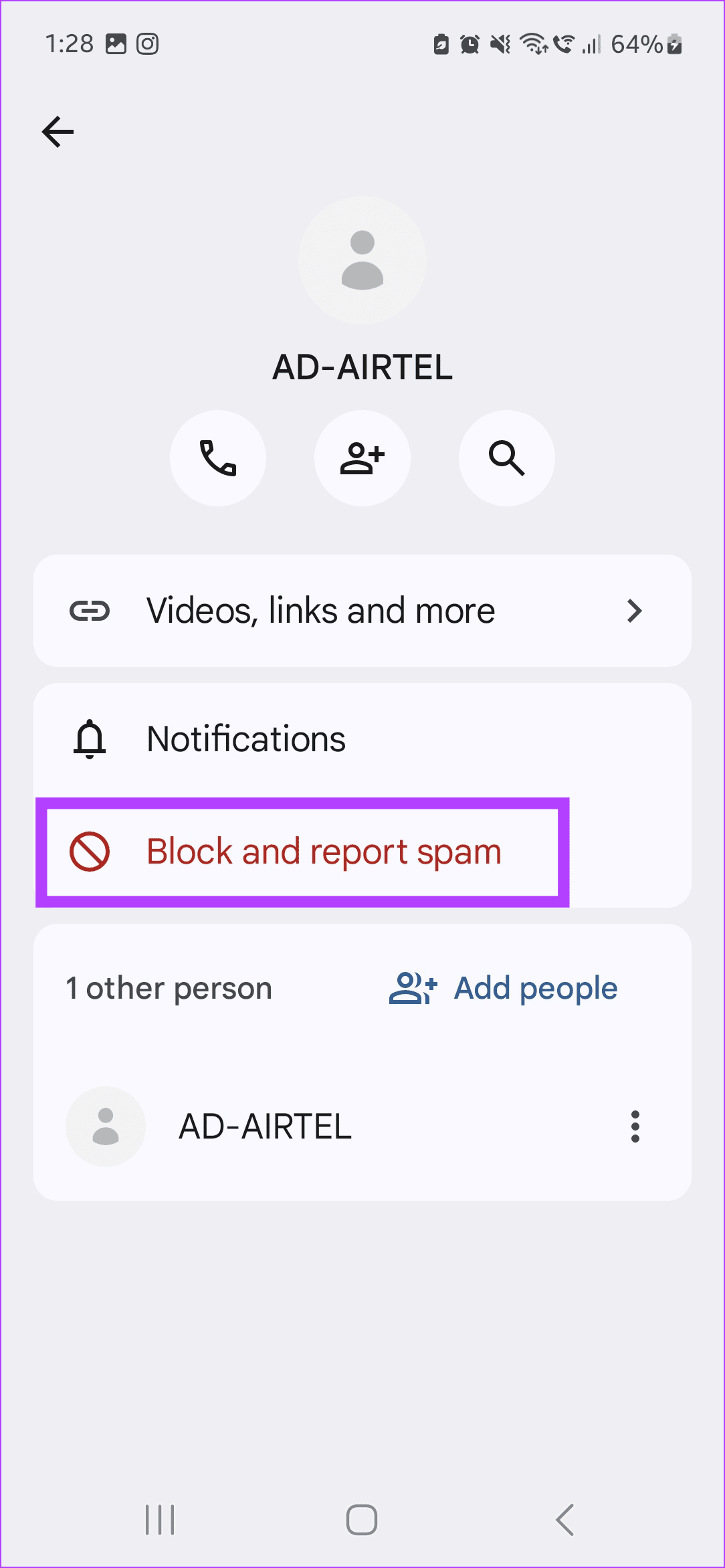 Tap on Block and report spam