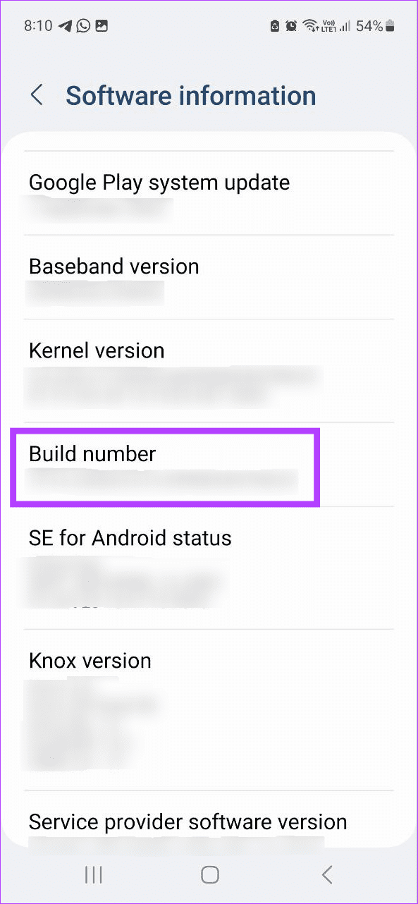 Tap on Build number