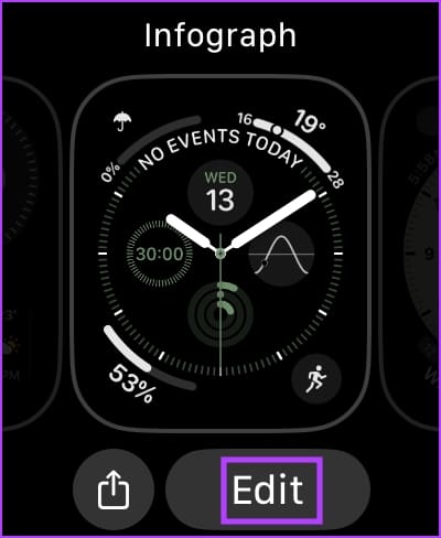 Tap on Edit Watch Face for Shazam