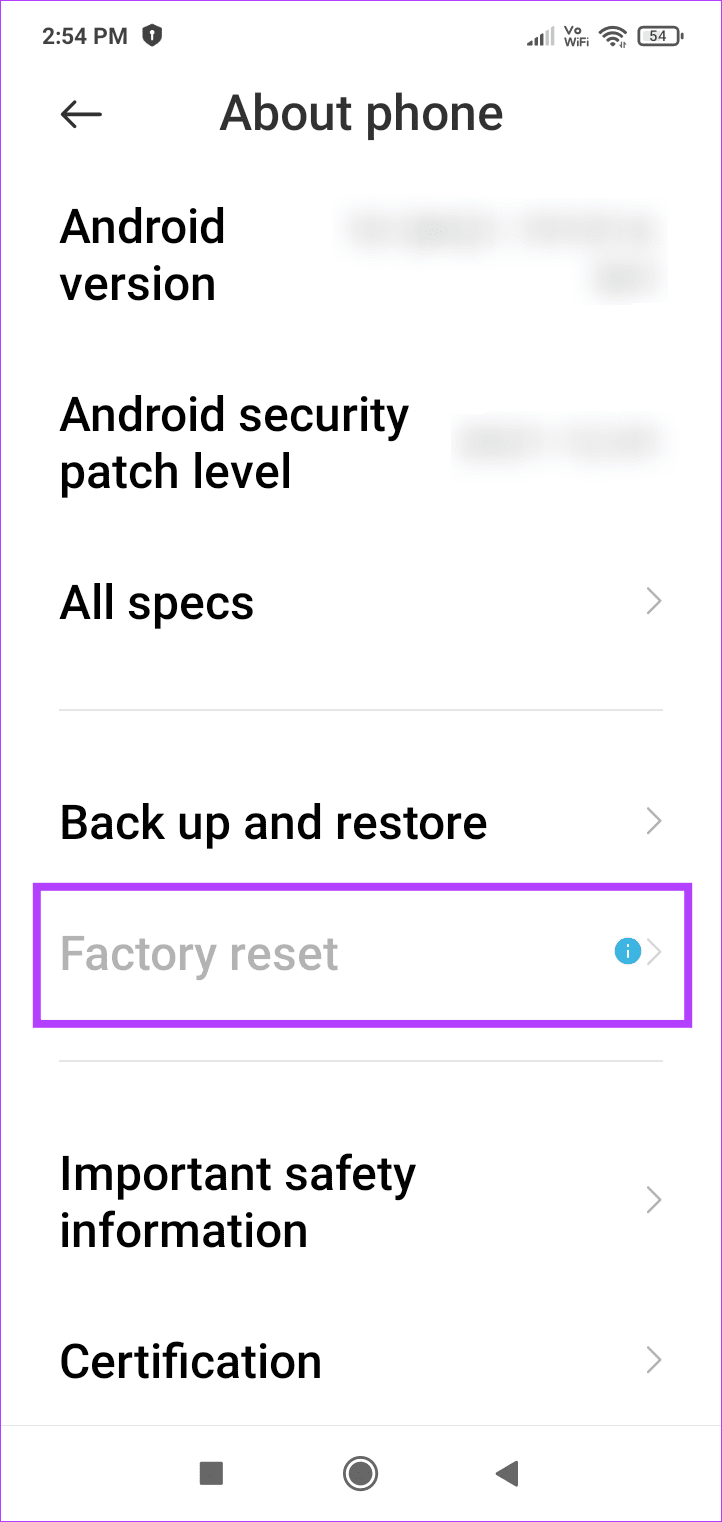 Tap on Factory reset