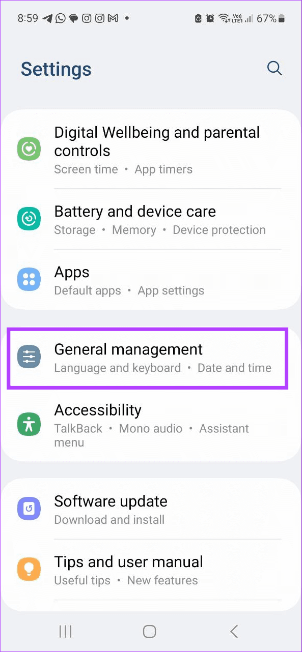 Tap on General management