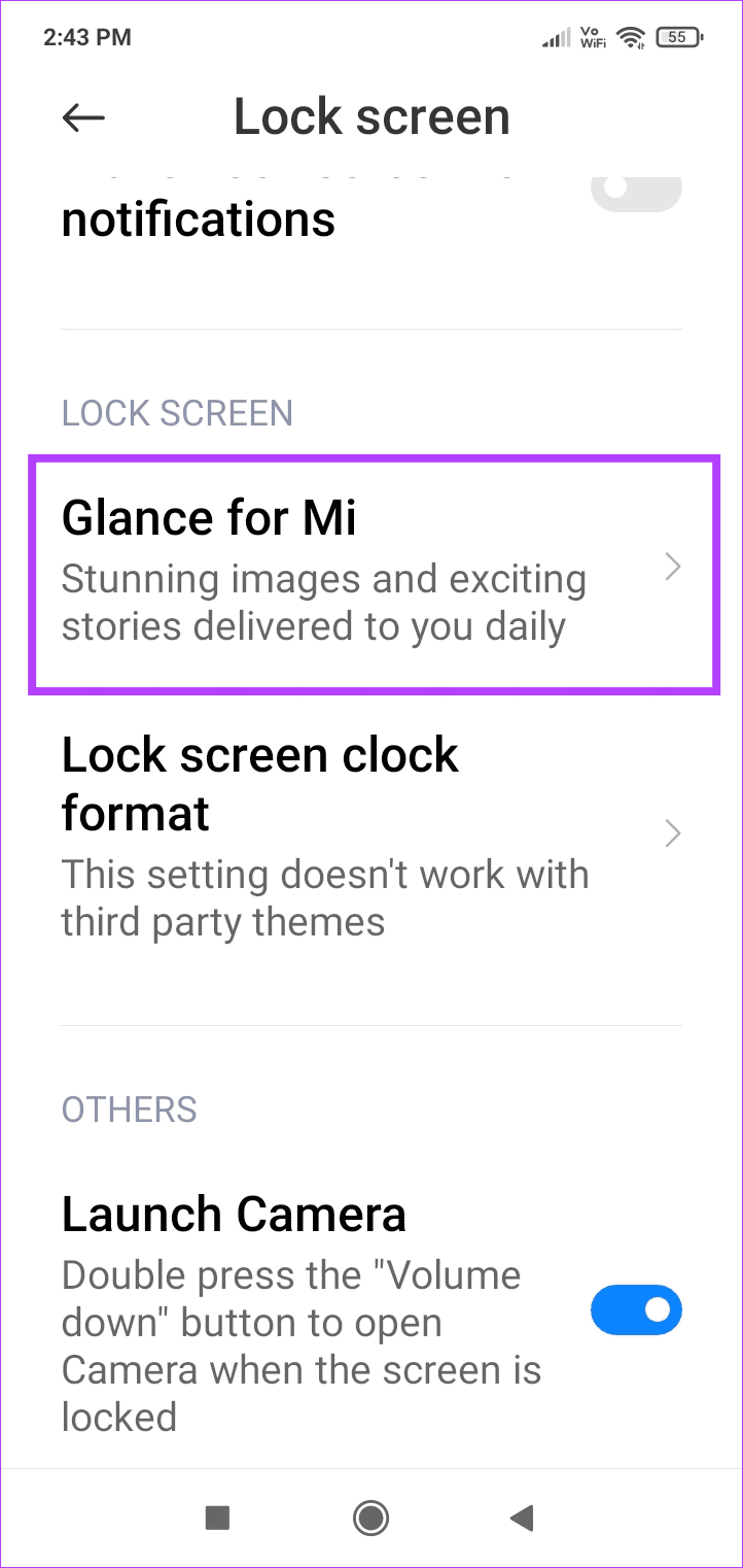 Tap on Glance for Mi