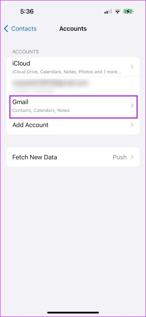 Tap on Gmail in Contacts