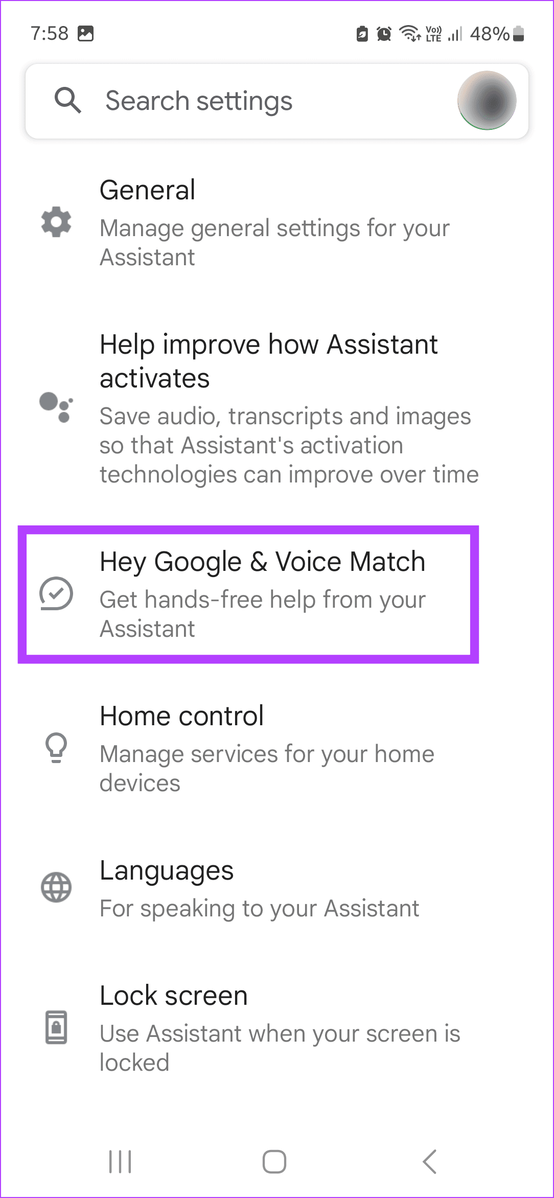 Tap on Hey Google Voice Match - 7