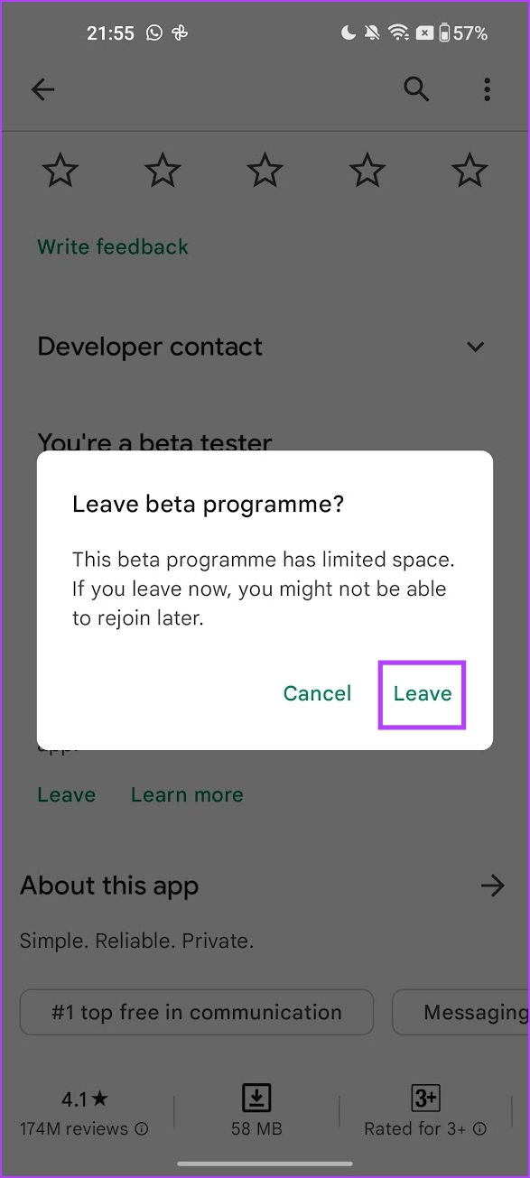 leave the beta program