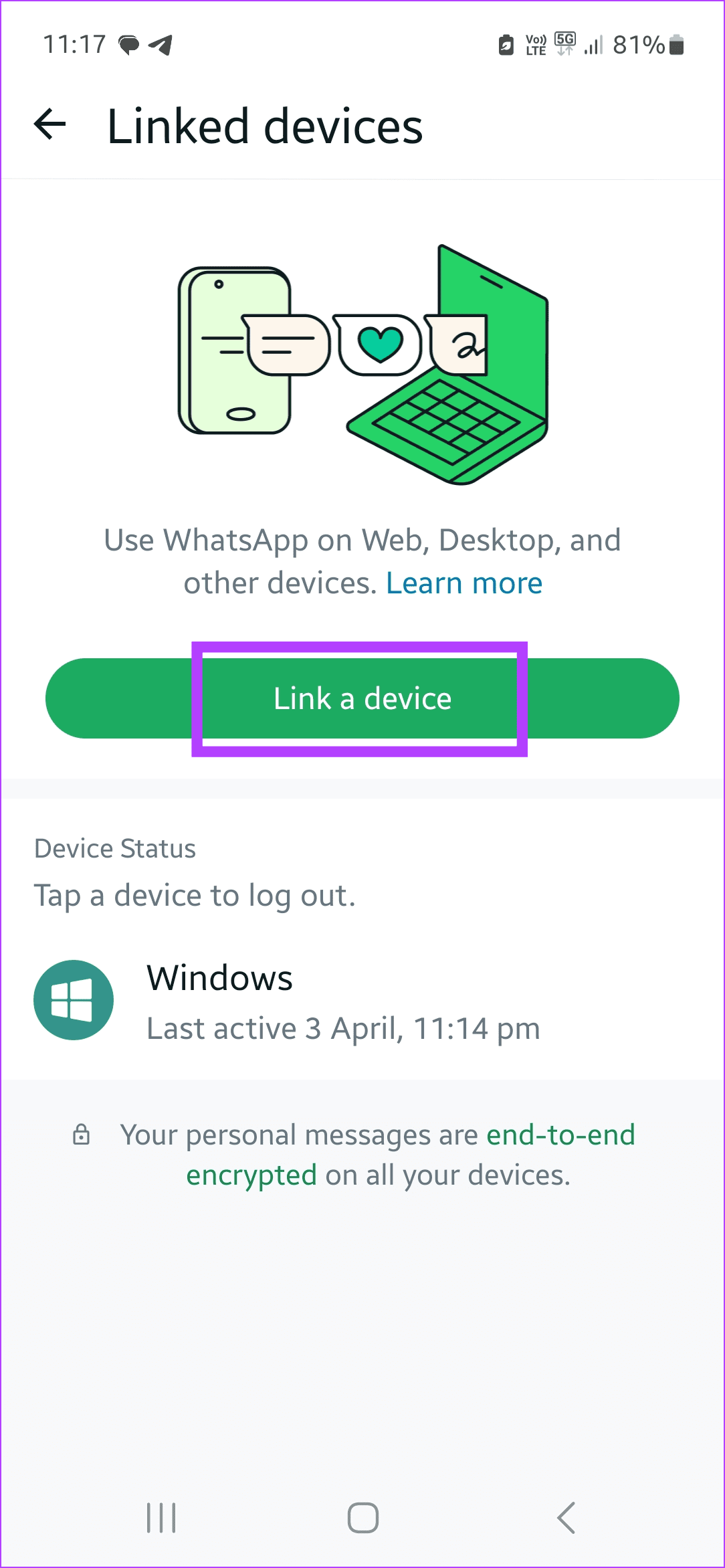 Tap on Link a device
