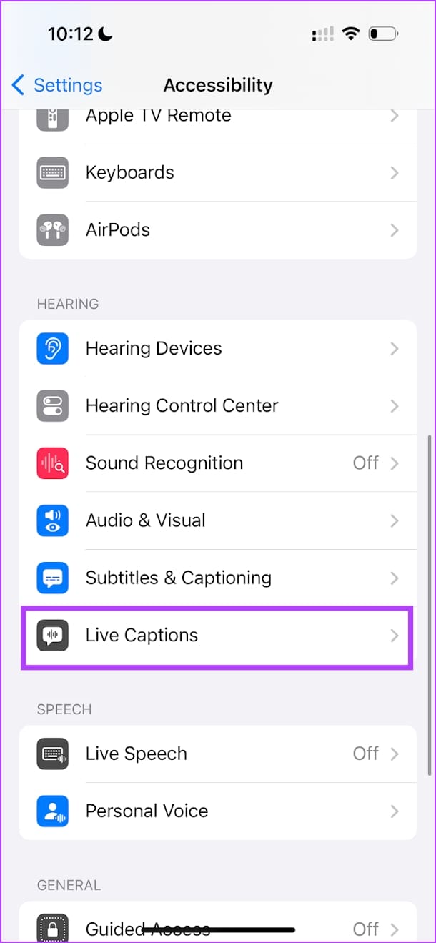 Tap on Live Captions