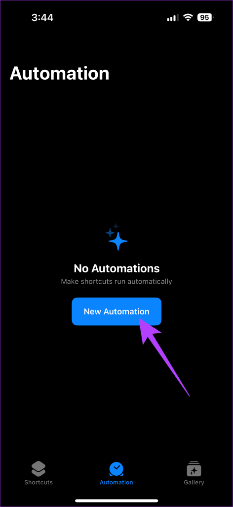 Tap on New Automation