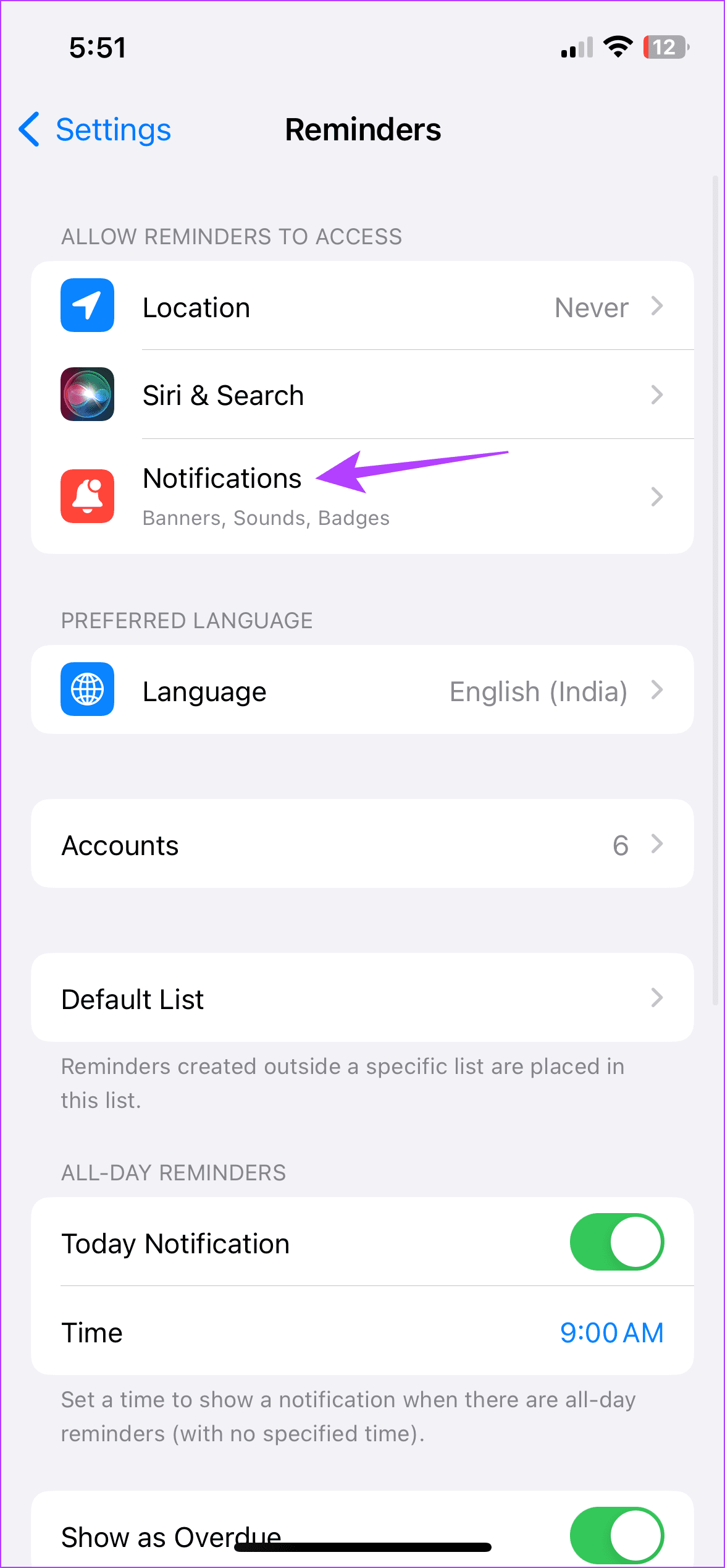 Tap on Notifications 9