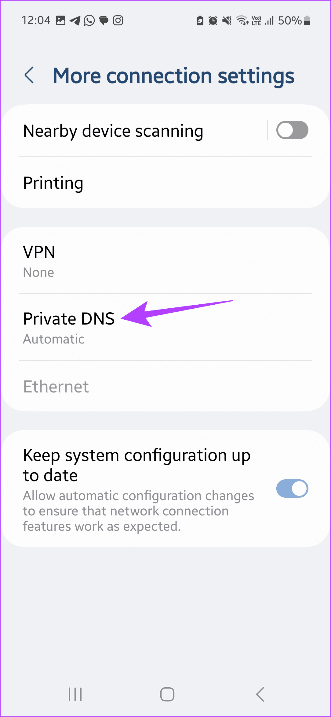 Tap on Private DNS