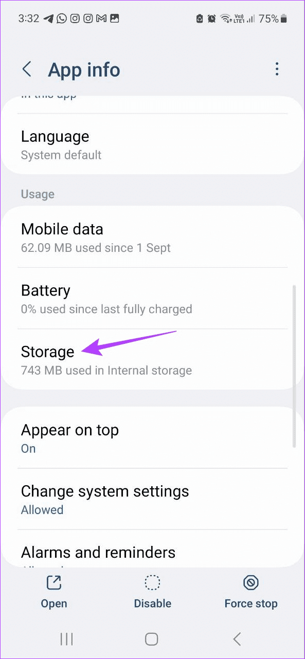 Tap on Storage 