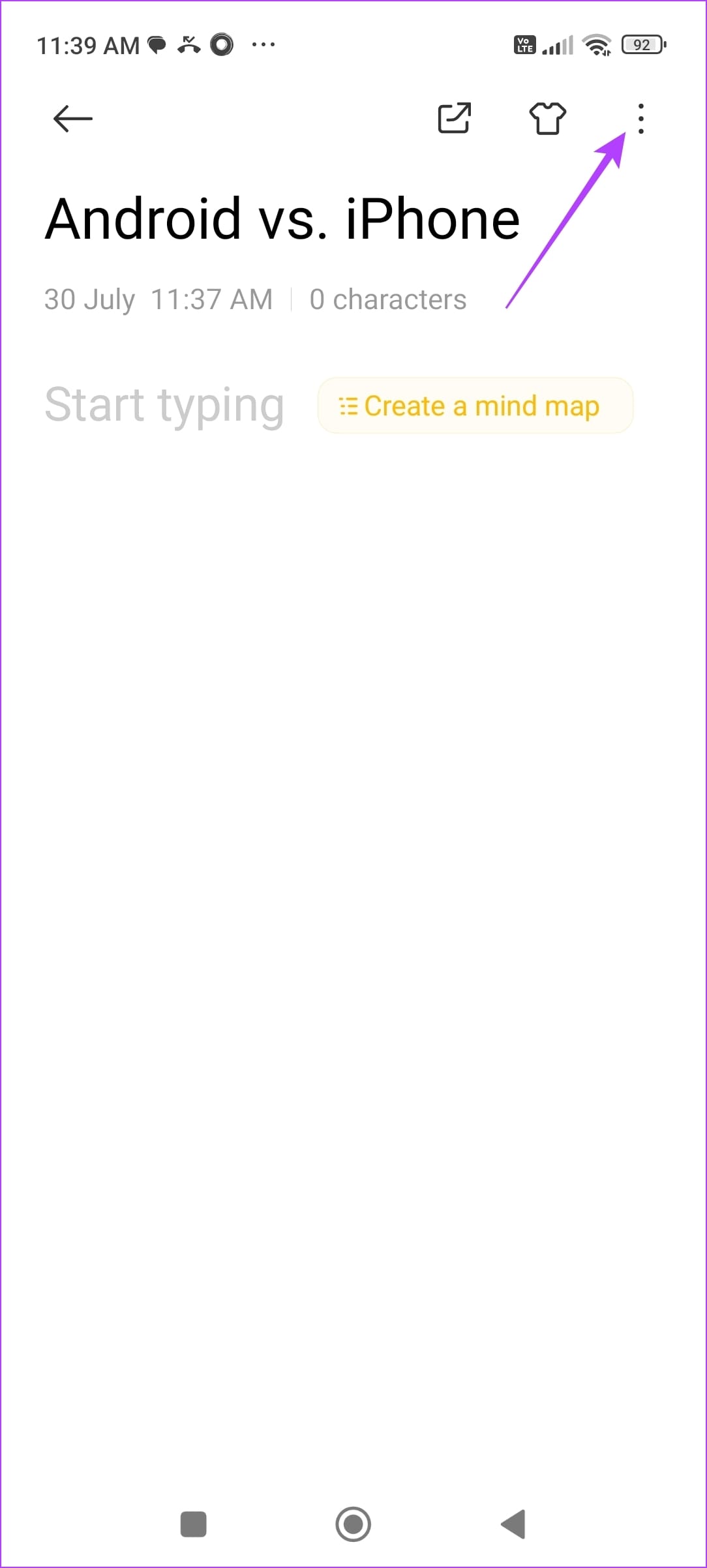 Tap on Three Dots Icon in the note 1