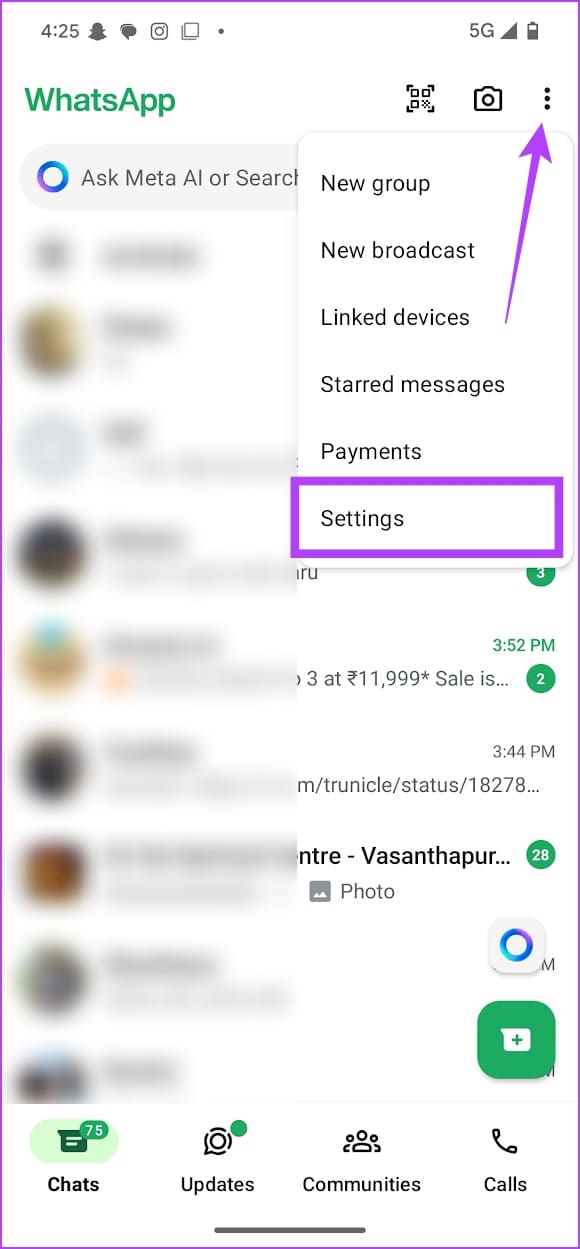 Tap on WhatsApp Settings