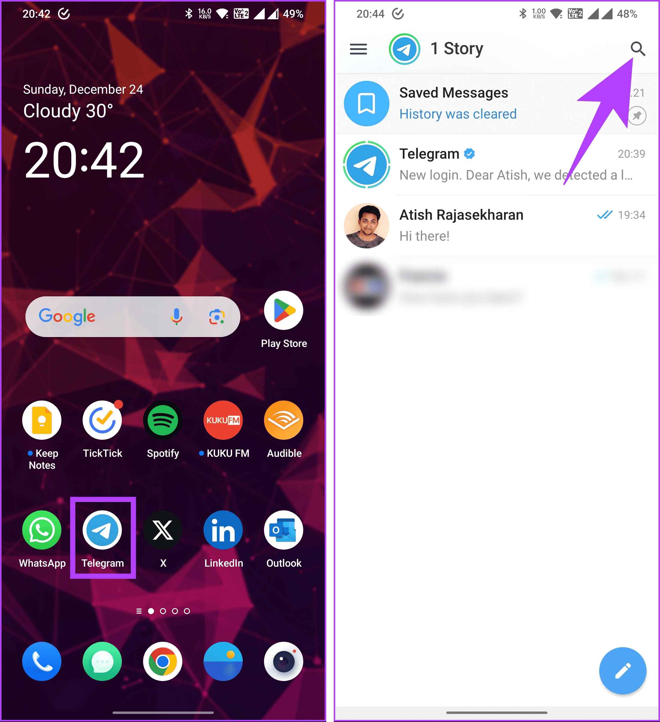 Tap on search icon