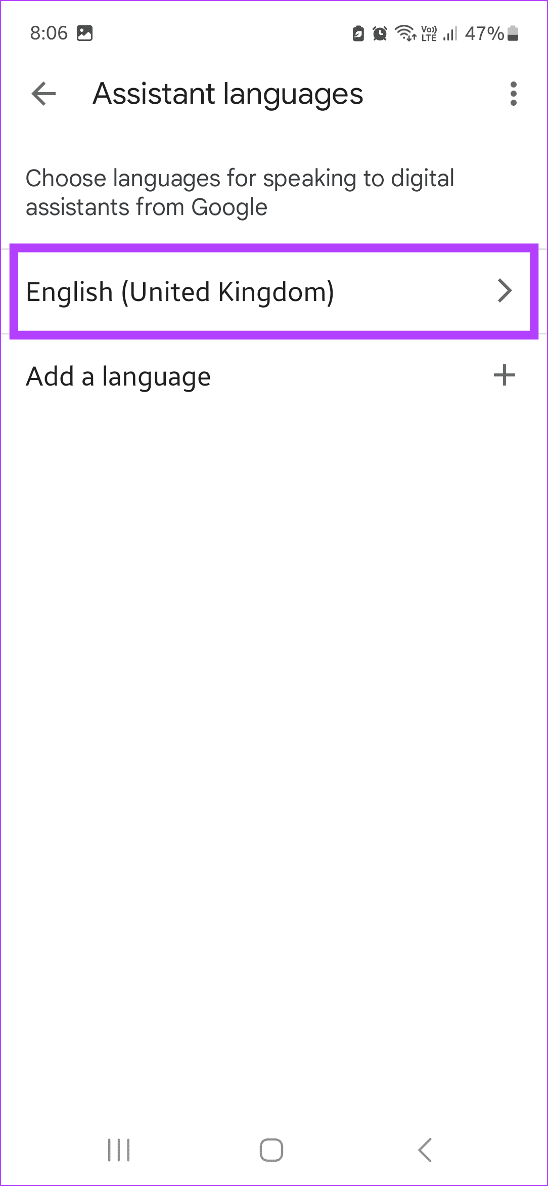 Tap on the current language