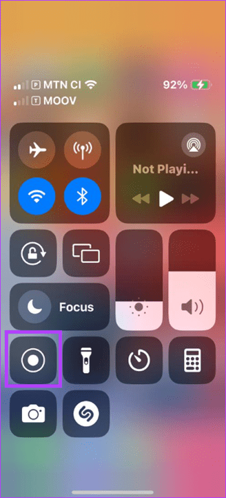 Tap recording option on iPhone