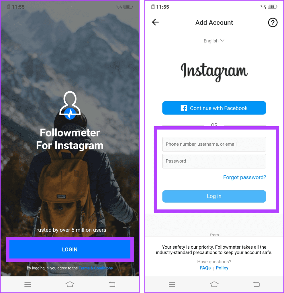 Tap the Login button within the app enter your Instagram Username and Password and press Log In