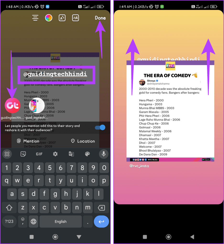 Tap the screen and mention your friend press and hold the post and move it to hide the username