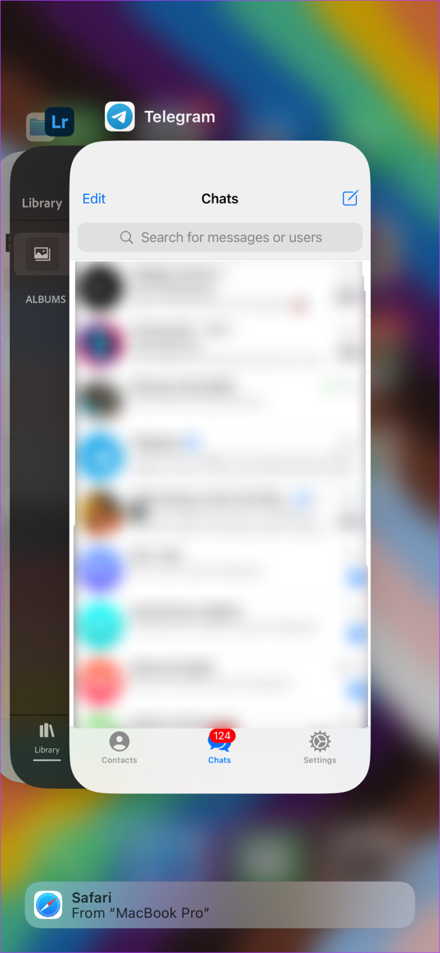 Telegram in recent apps
