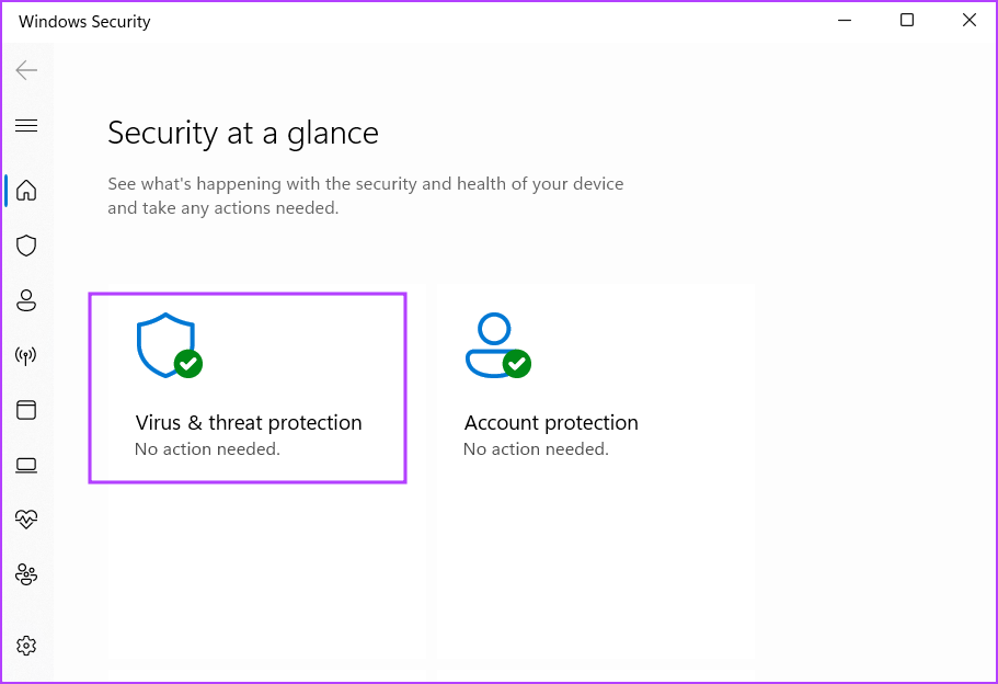 Windows security home page