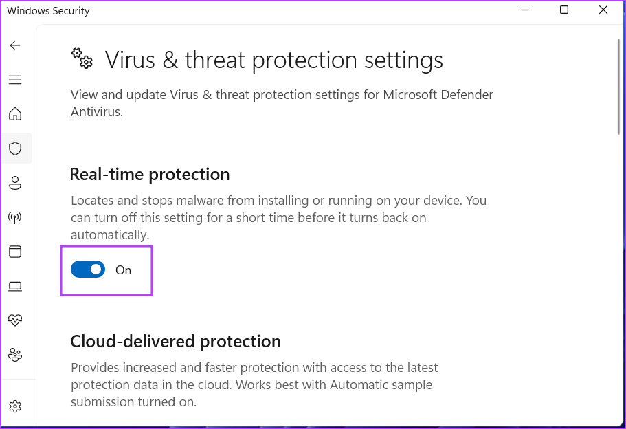Disabling Real-time protection