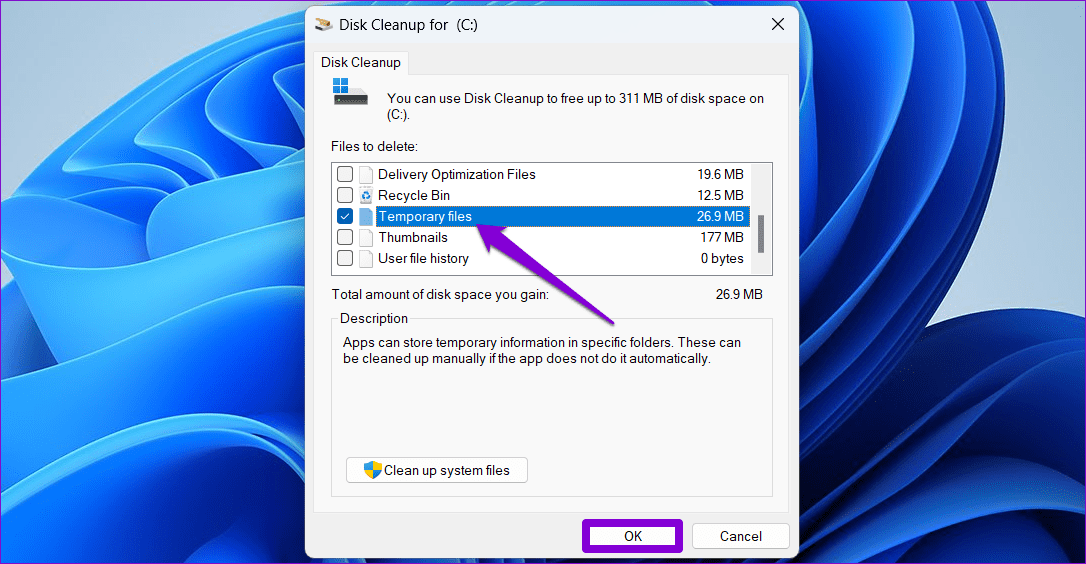 Temporary Files Disk Cleanup