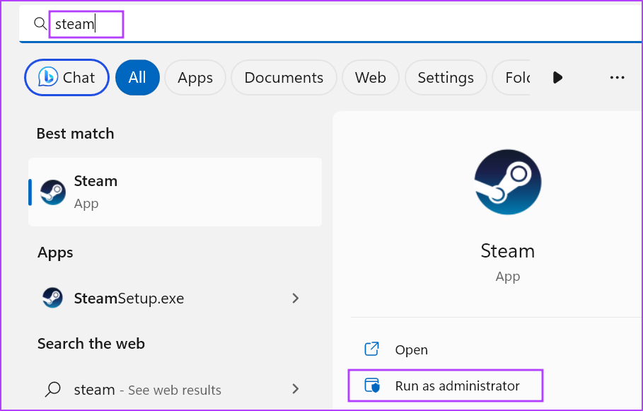 launching steam with admin rights