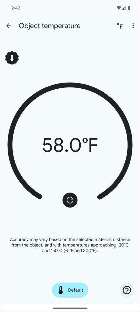 The Pixel 8 Pro should now display the surface temperature of the object 1