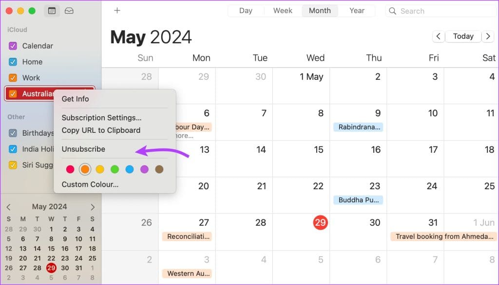 To Remove a Holiday Calendar 1