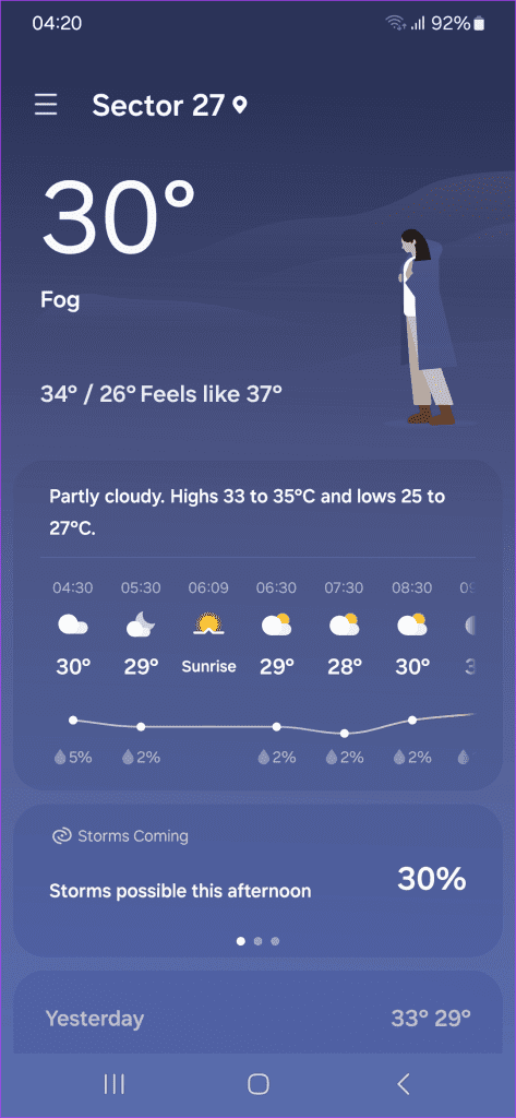To access the Weather app simply launch it from the App Drawer
