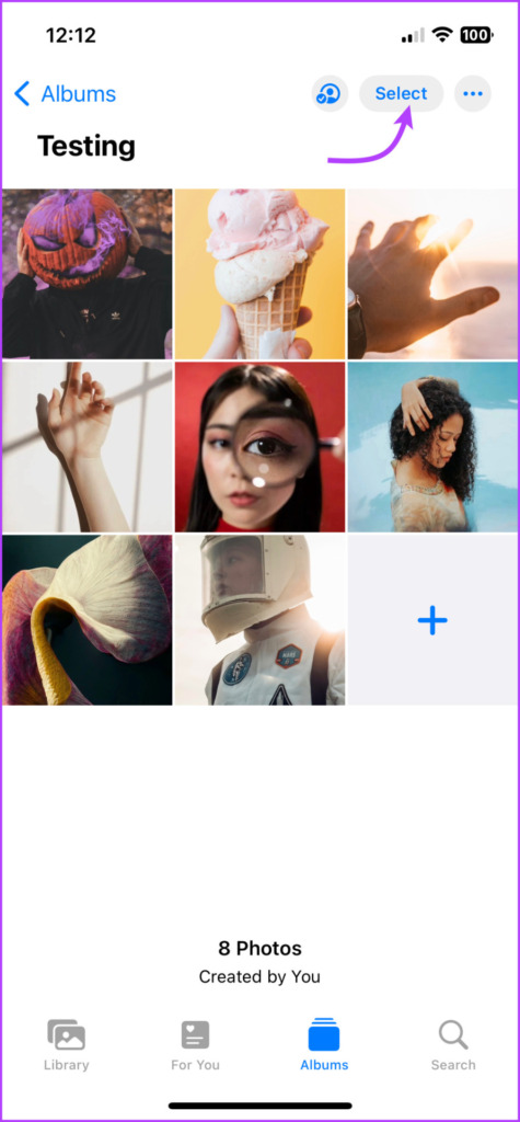 Tap Select to select multiple images