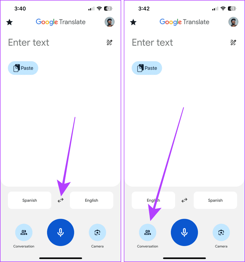Toggle Between Languages in Google Translate App