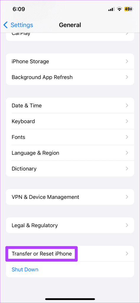 Transfer or Reset iPhone