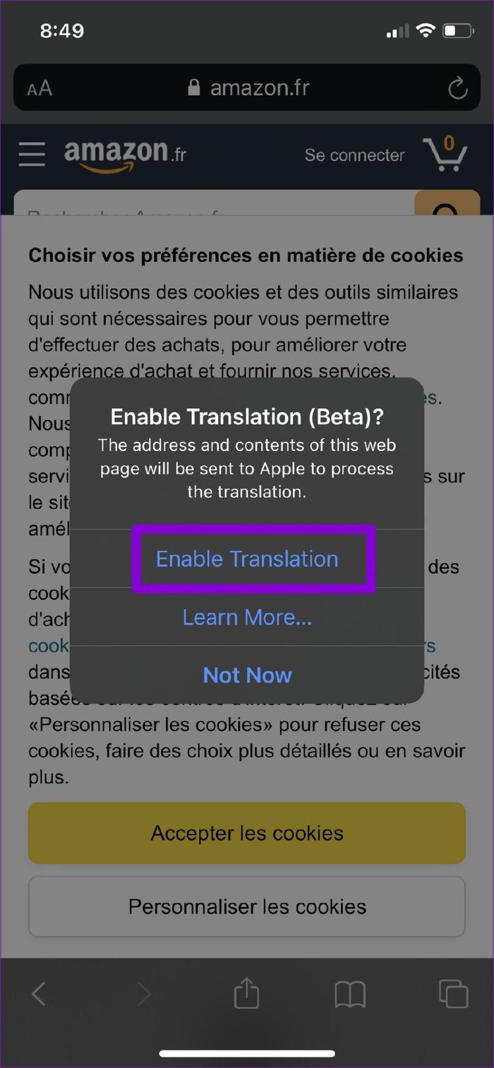 Translate Web Pages in Safari