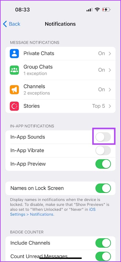 Turn Off In App Sounds
