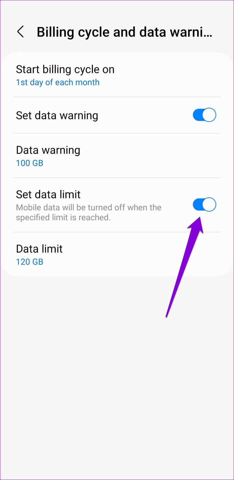 Turn Off Mobile Data Limit on Android