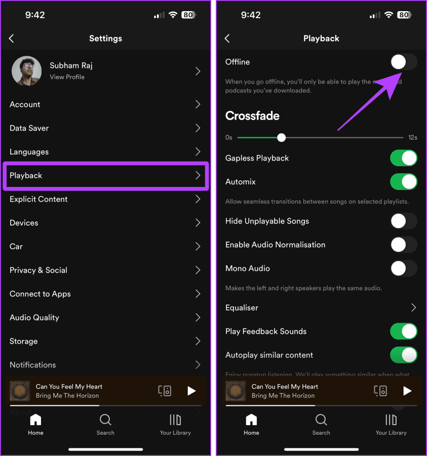 Turn Off Offline Mode on Spotify Mobile