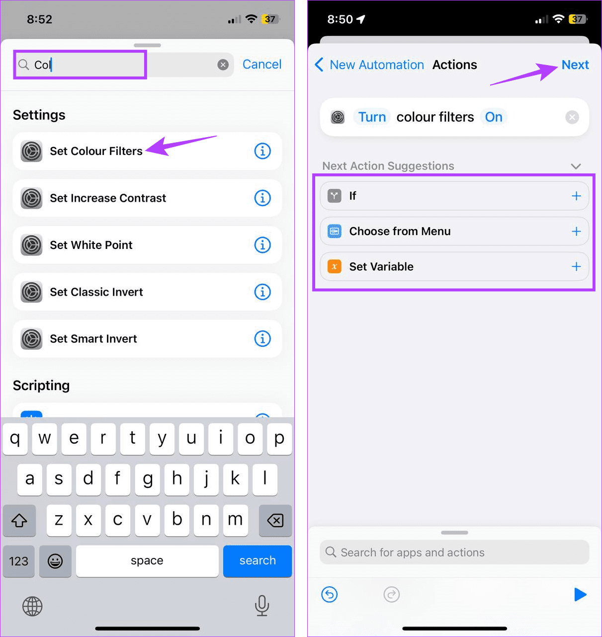 Add Action to the new Shortcut