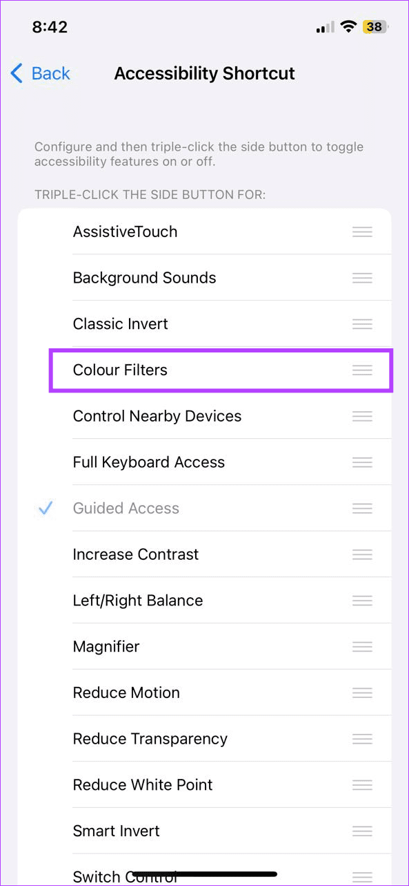 Tap on Color Filters