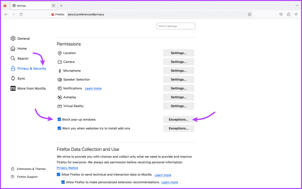 Turn On or off Pop Ups for Firefox on Mac